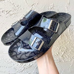 🖤Black Glitter Jelly Slides🖤